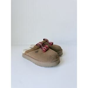 UGG Big Kids Tazz Slipper Slip On Shoes Size 2 Chestnut/Red Embroidery